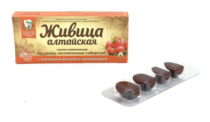 Живица алтайская (смолка жевательная) с шиповником