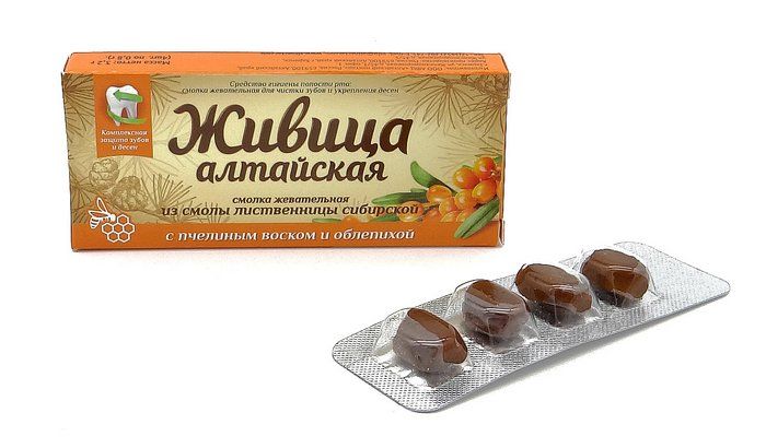 Живица алтайская (смолка жевательная) с шиповником